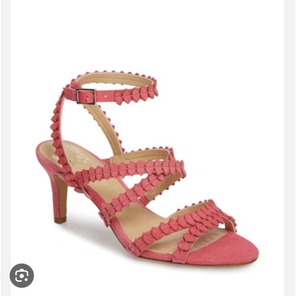 VINCE CAMUTO Yuria suede open toe strap pink pump Heels size 7.5. NWOT.No flaws! - Picture 1 of 16